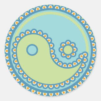 Pegatina Redonda Yoga Speak Baby : Símbolo Paisley Yin-Yang