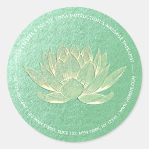 Pegatina Redonda YOGA Studio Meditación Reiki Instructor Gold Lotus