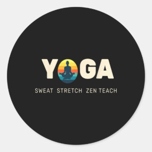 Pegatina Redonda Yoga Zen Estiramiento Lance Flujo Respira Medita A