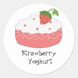 Pegatina Redonda Yogurt de fresa