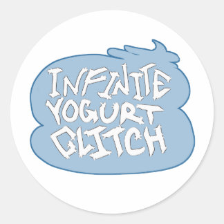 Pegatina Redonda Yogurt Glitch infinito (Blueberry)