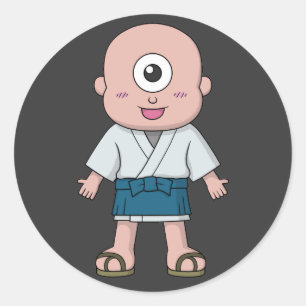 Pegatina Redonda Yokai Hitotsume-kozou (niño tuerto)