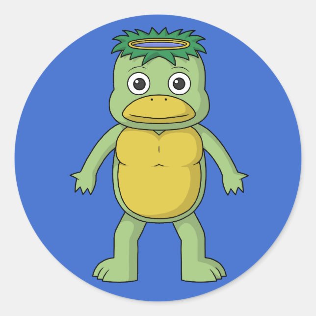 Pegatina Redonda Yokai Kappa (Río Imp) (Anverso)