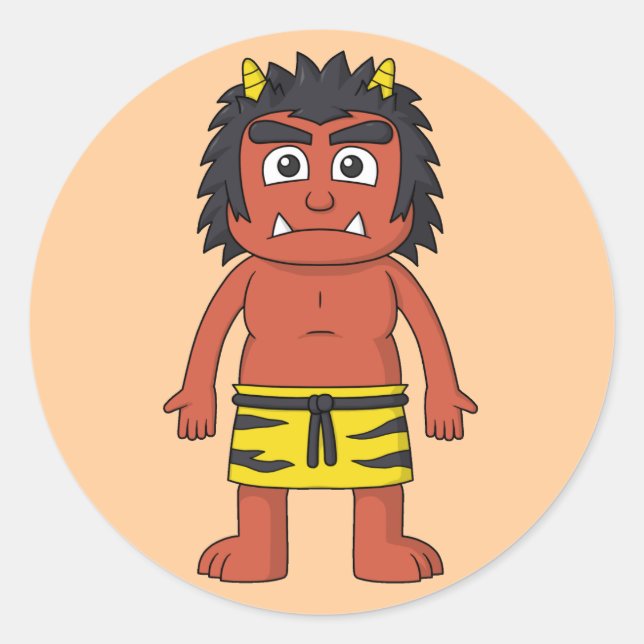 Pegatina Redonda Yokai Oni (Ogre) (Anverso)