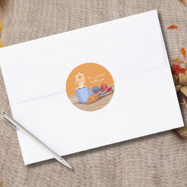 Pegatina Redonda Yom Kippur Break-the-Fast: Café, granadas