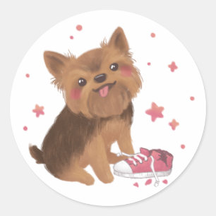Pegatina Redonda Yorkie the Cutest Trouble Maker