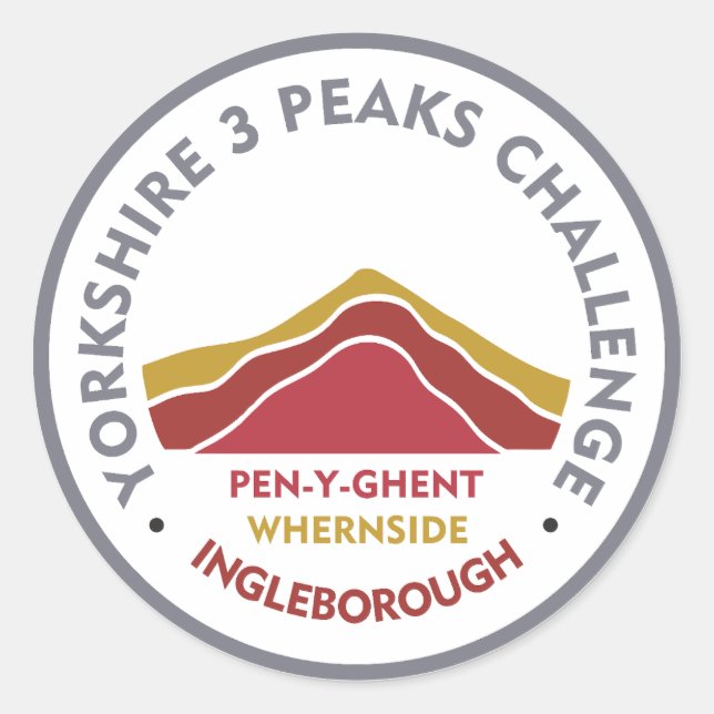 Pegatina Redonda Yorkshire 3 Peaks Challenge Hiking Route (Anverso)