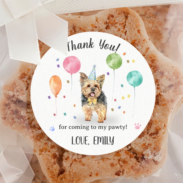 Pegatina Redonda Yorkshire Lets Dog Birthday Gracias (Subido por el creador)