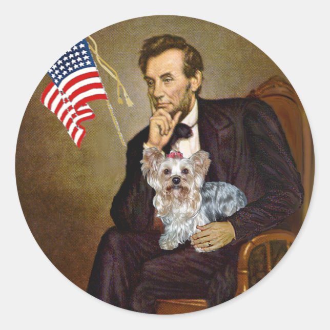Pegatina Redonda Yorkshire Terrier (T) - Lincoln (Anverso)