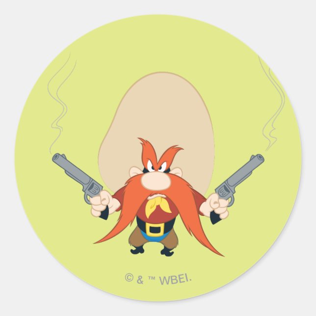 Pegatina Redonda Yosemite Sam Atrás (Anverso)