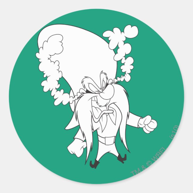 Pegatina Redonda Yosemite Sam Steaming Mad (Anverso)