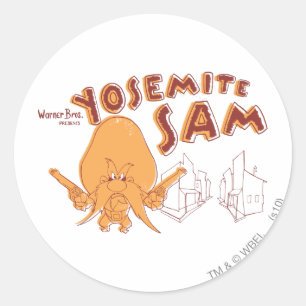 Pegatina Redonda Yosemite Sam Warner Bros. Presenta