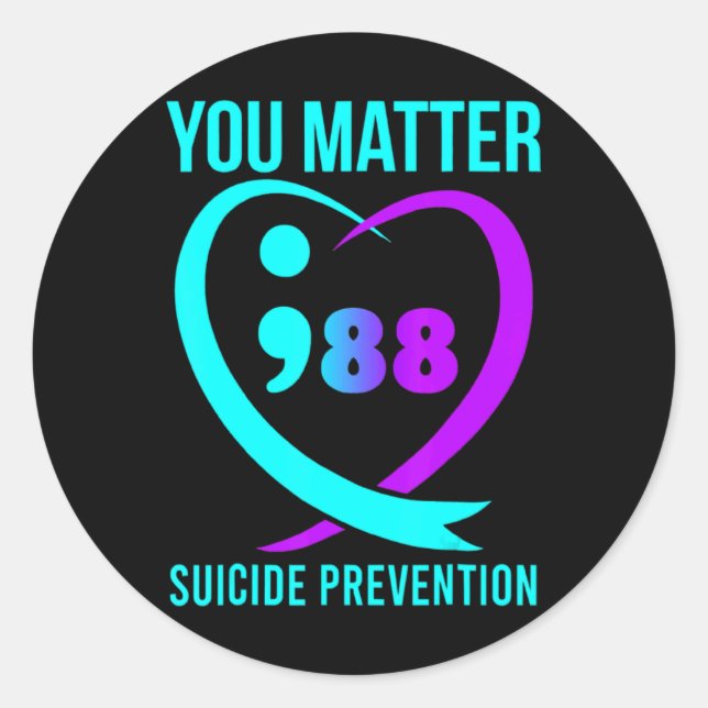 Pegatina Redonda You 988 Suicide Prevention Awareneess  (Anverso)