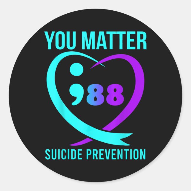 Pegatina Redonda You 988 Suicide Prevention Awareness  (Anverso)