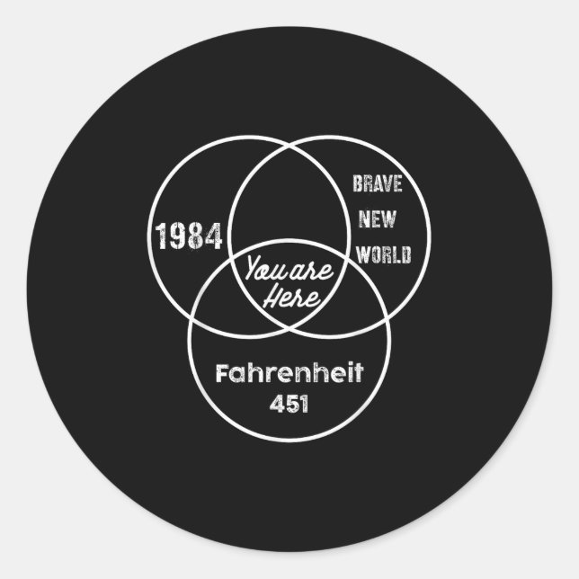 Pegatina Redonda You Are Here 1984 Brave New World  (Anverso)
