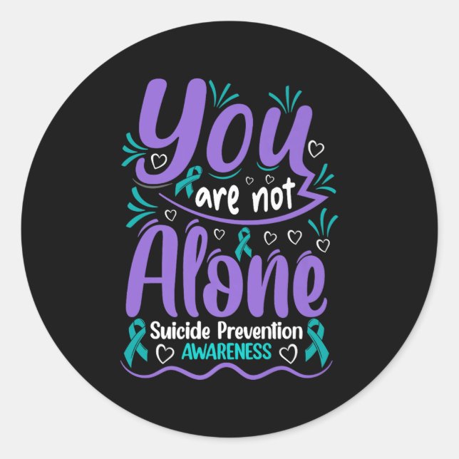 Pegatina Redonda You Are Not Alone Suicide Prevention Awareness Pre (Anverso)