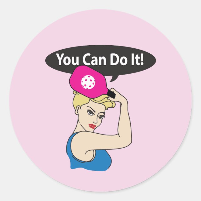 Pegatina Redonda You Can Do It. Rosie Pickleball (W) (Anverso)