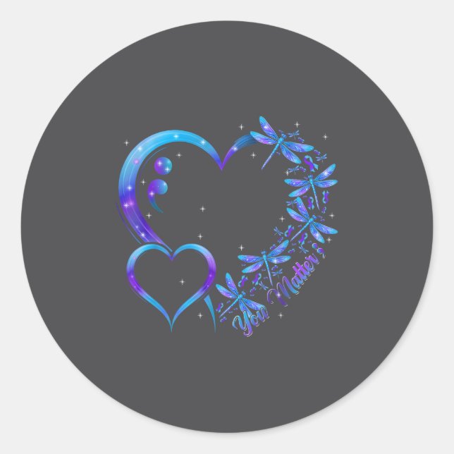 Pegatina Redonda You Dragonfly Suicide Prevention Awareness Men Wom (Anverso)