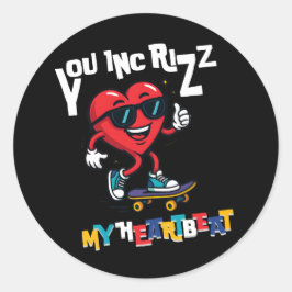 Pegatina Redonda You Inc Rizz my Heartbeat - Cute skateboard heart