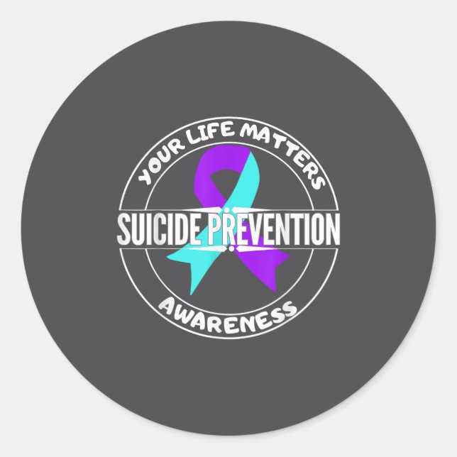Pegatina Redonda You Life S Suicide Prevention Awareness Teal Purpl (Anverso)
