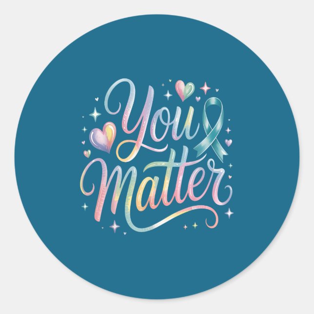 Pegatina Redonda You Suicide Prevention Awareness  (Anverso)