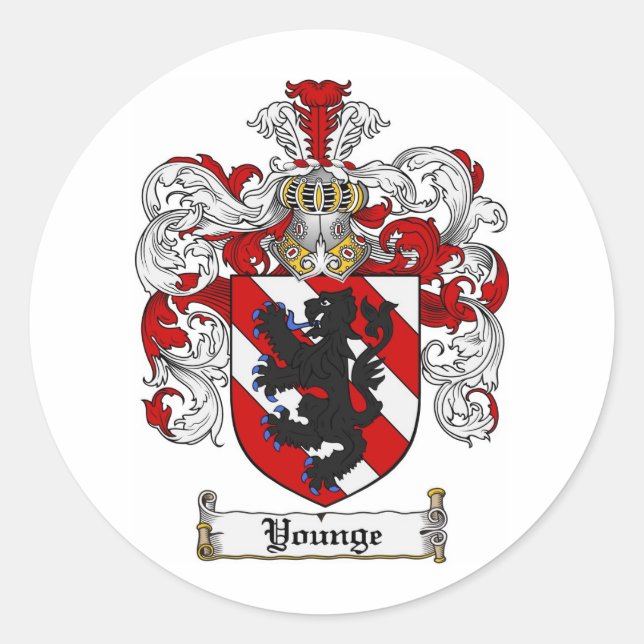 Pegatina Redonda Younge Coat of Arms Younge Family Crest (Anverso)