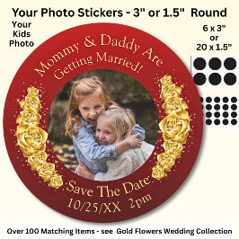 Pegatina Redonda Your Kids Photo Mom Dad Getting Married  