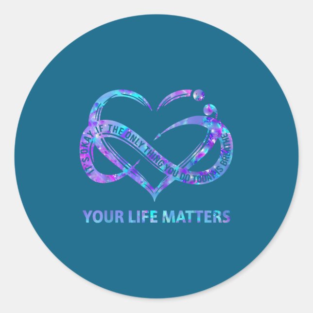 Pegatina Redonda Your Life S Suicide Prevention Awareness Men Women (Anverso)