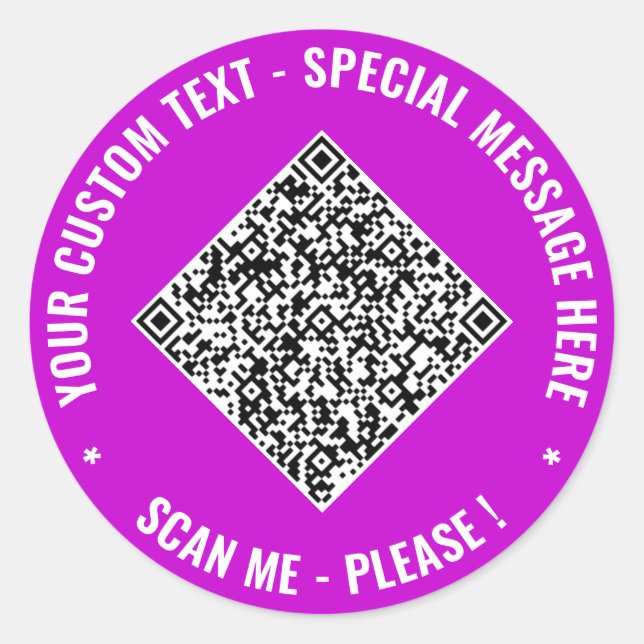 Pegatina Redonda Your QR Code and Custom Text Stickers Example (Anverso)