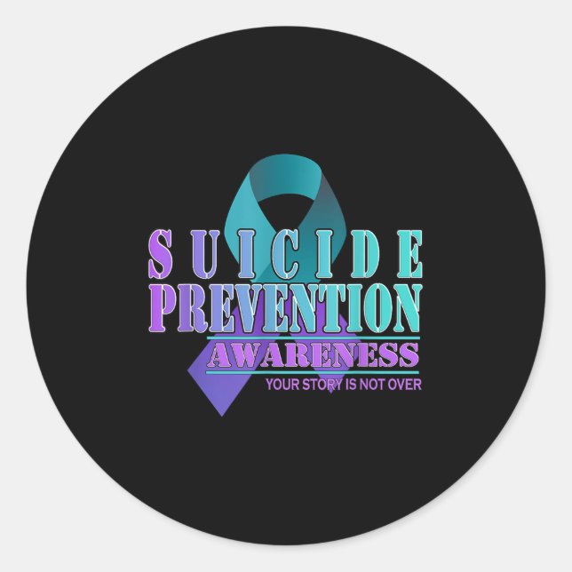 Pegatina Redonda Your Story Is Not Over Stay Suicide Prevention Awa (Anverso)