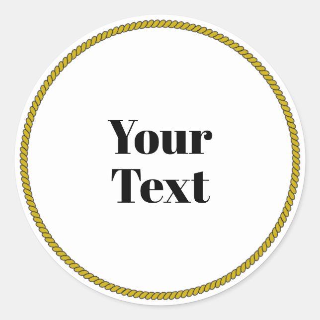 Pegatina Redonda Your Text Template, white circle, black text, (Anverso)