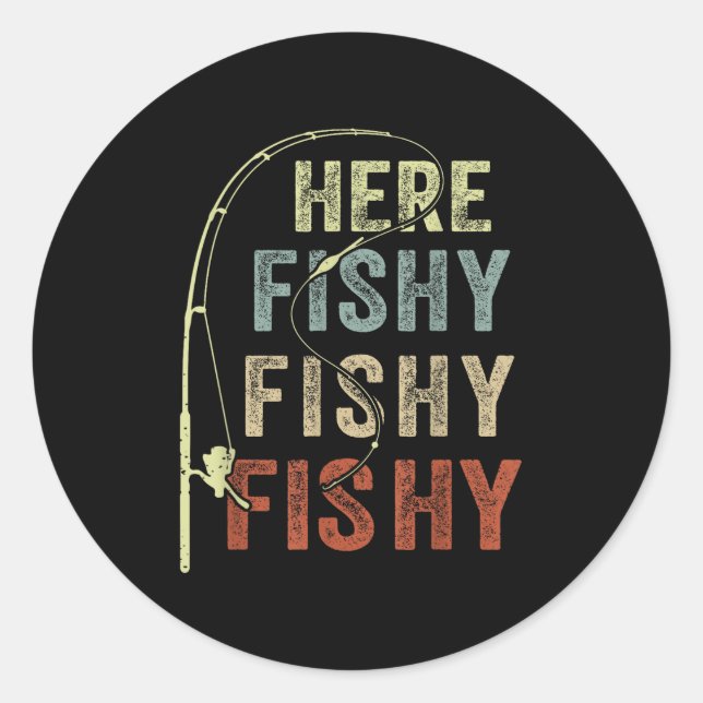 Pegatina Redonda Youth Here-fishy Fishing-shirt Boys Toddler Funny  (Anverso)