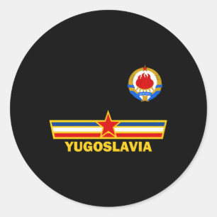 Pegatina Redonda Yugoslavia Jugoslavija con Jugoslovenski Grb