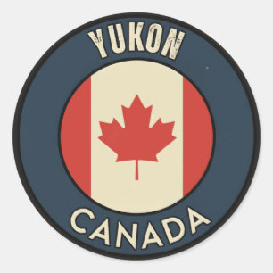 Pegatina Redonda Yukón Canadá