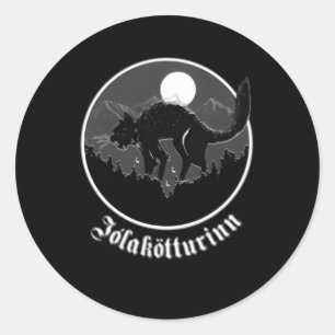 Pegatina Redonda Yule Cat Jolakotturin Folklore islandés
