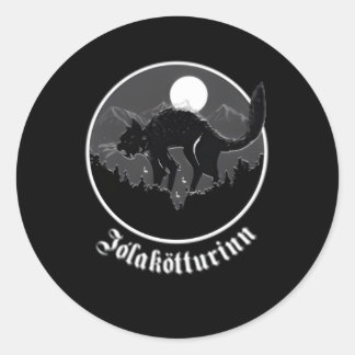 Pegatina Redonda Yule Cat Jolakotturin Folklore islandés