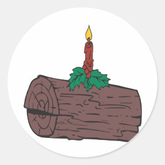 Pegatina Redonda Yule Log