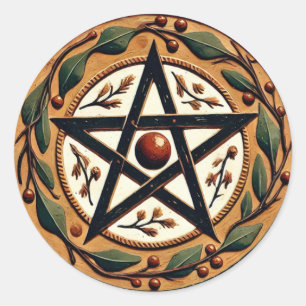 Pegatina Redonda Yule Pentacle