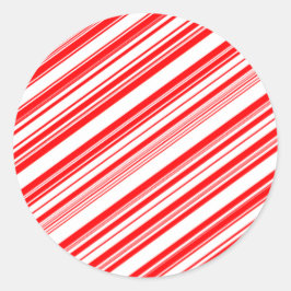 Pegatina Redonda Yuletide Candy Cane Navidades Red White 4Stella