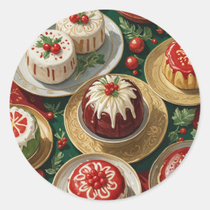 Pegatina Redonda Yuletide Feast