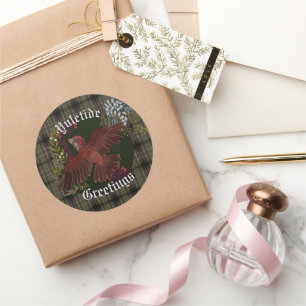 Pegatina Redonda Yuletide Greetings Purple Finch