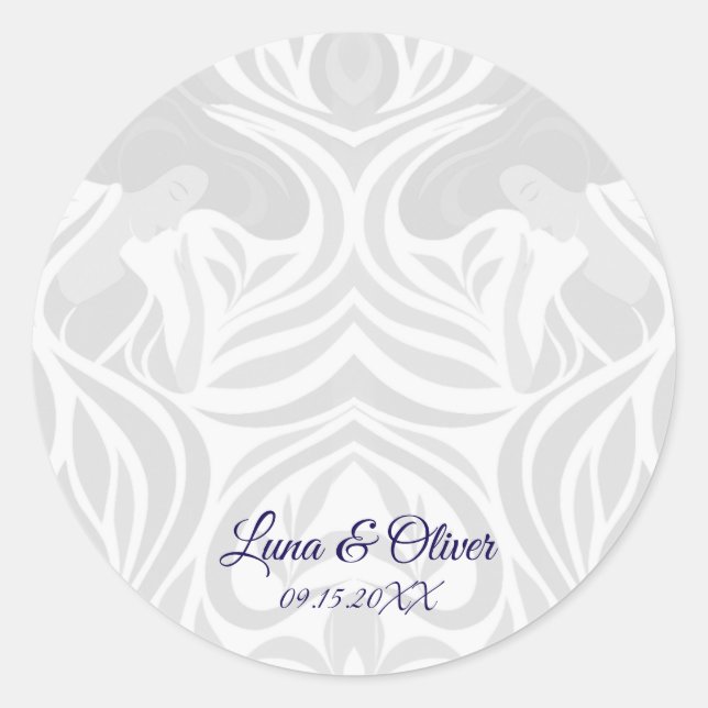 Pegatina Redonda Yumeji Hirado Woman Art Seal Sticker (Anverso)