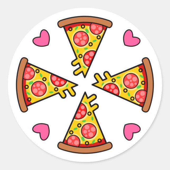 Pegatina Redonda Yummy Pizza Slices Mandara (Anverso)