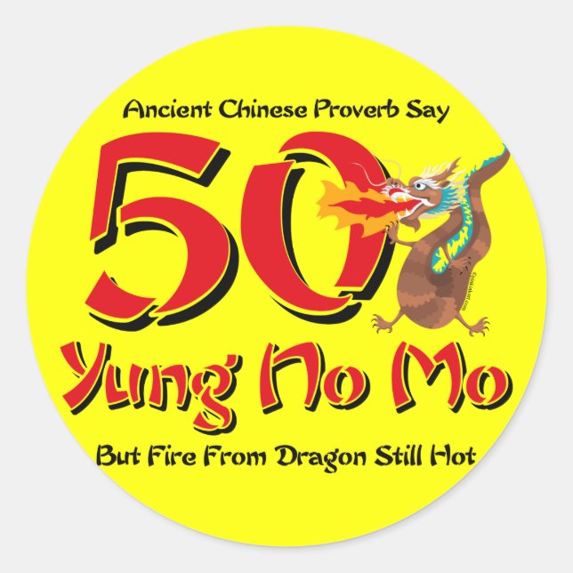 Pegatina Redonda Yung No Mo 50 cumpleaños (Anverso)