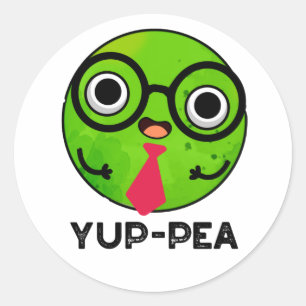 Pegatina Redonda Yup-pea Funny Yuppie Veggie Pea Pun