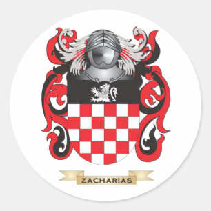 Pegatina Redonda Zacharias Family Crest (Escudo de armas)