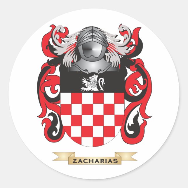 Pegatina Redonda Zacharias Family Crest (Escudo de armas) (Anverso)