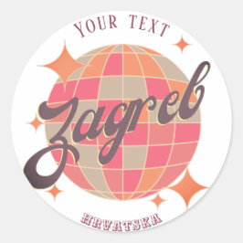 Pegatina Redonda Zagreb Croacia Hrvatska recuerdo de vacaciones ret