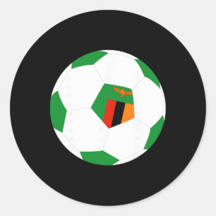 Pegatina Redonda Zambia Fútbol Byll Bandera Zambiana Jersey Orgullo
