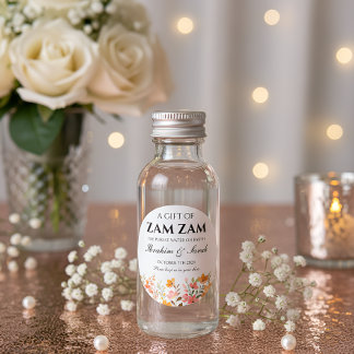 Pegatina Redonda zamzam water nikah muslim boda favor floral